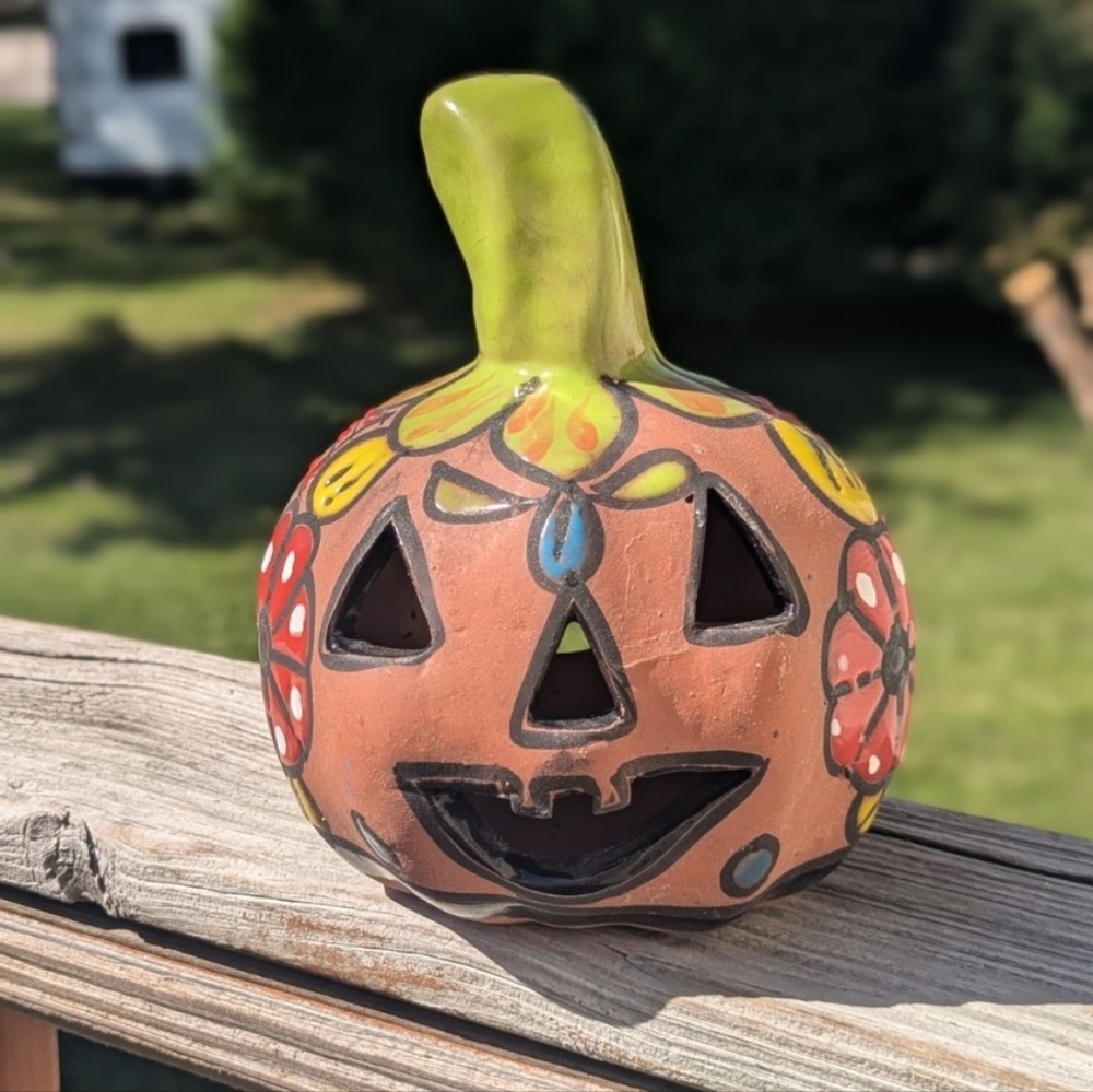 BlueOrange Pottery Colorful Pumpkin Lantern